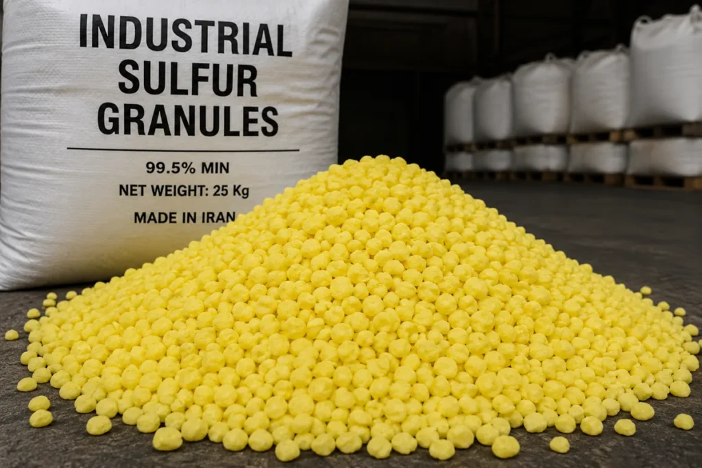 Industrial sulfur granules for chemical and fertilizer applications