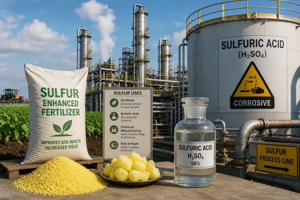 Industrial applications of sulfur in fertilizer and chemical manufacturing