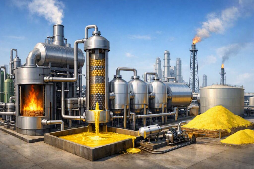 Sulfur used for rubber vulcanization and tire manufacturing